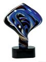11 1/2 inch Diamond Twist Art Glass on Black Base