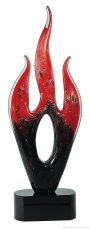 16 1/4 inch Red/Black Flame Art Glass on Black Base