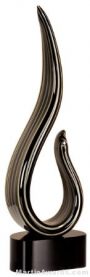 13 1/4 inch Black/Gold Curve Art Glass