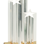 11 3/4″ Clear Triple Star Column Acrylic with Gold/Black Base 1