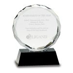 5″Round Facet Crystal on Black Pedestal Base