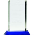 9 1/4 inch Clear Crystal Dome on Blue Pedestal Base
