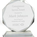 6″ Clear Crystal Octagon on Clear Pedestal Base