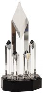 11 inch Clear Crystal 5 Rising Diamonds on Black Pedestal Base