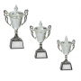 Crystal Trophy Cup on Black Base with silver handles
