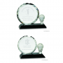 Round Facet Crystal with Golf Ball on Black Pedestal Base Awards