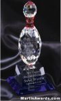 4 1/4″ x 10″ Bowling Pin Prism Optical Crystal Glass With Indigo Blue Sub Base 1