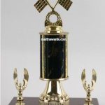 Black Single Column Pinewood Derby Car With 2 Eagles Trophy 1
