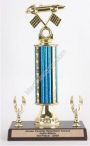 Blue Single Column Pinewood Derby Car With 2 Eagles Trophy 1
