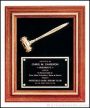 Plaque – Walnut Frame Gavel Plaques with Gold Tone Gavel and Velour Background 1