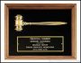 Plaque – Walnut Frame Gavel Plaques with Gold Tone Gavel- Velour Background 1