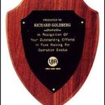 Plaque – American Walnut Shield Shape Plaque w/Black Plate 1