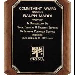 Plaque – Solid American Walnut Plaque w/Original Design Black Brass Plate 1