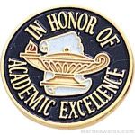 3/4″ In Honor Of Academic Excellence Round Enameled Lapel Pins 1