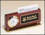 Desktop Clock Award – Combination Clock/Business Card Holders In Rosewood Finish with Gold Accents 1