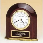 Clock Award – Rosewood Piano-Finish Arched Table Clock with Solid Brass Base