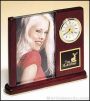 Clock Award – Rosewood Piano Finish Desk Clocks with Glass Picture Frame 1