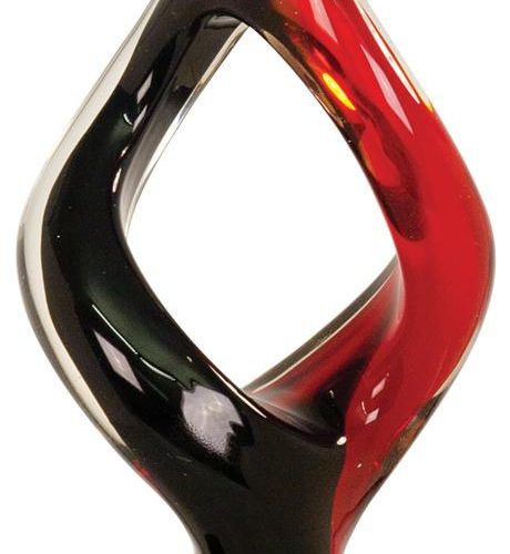 13 1/4 inch Red/Black Twist Art Glass