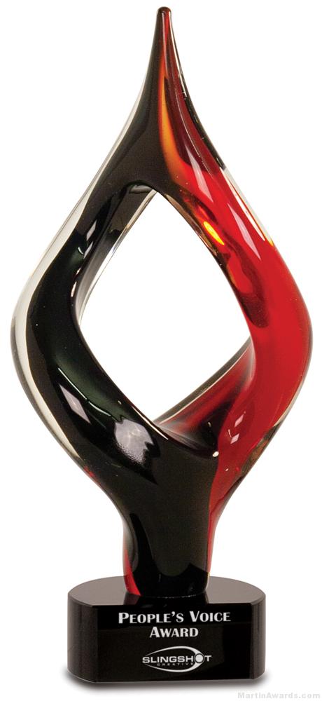 13 1/4 inch Red/Black Twist Art Glass