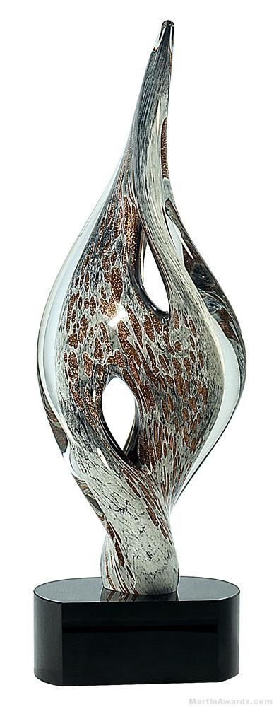 15 1/4 inch Spire Twist Art Glass on Black Base