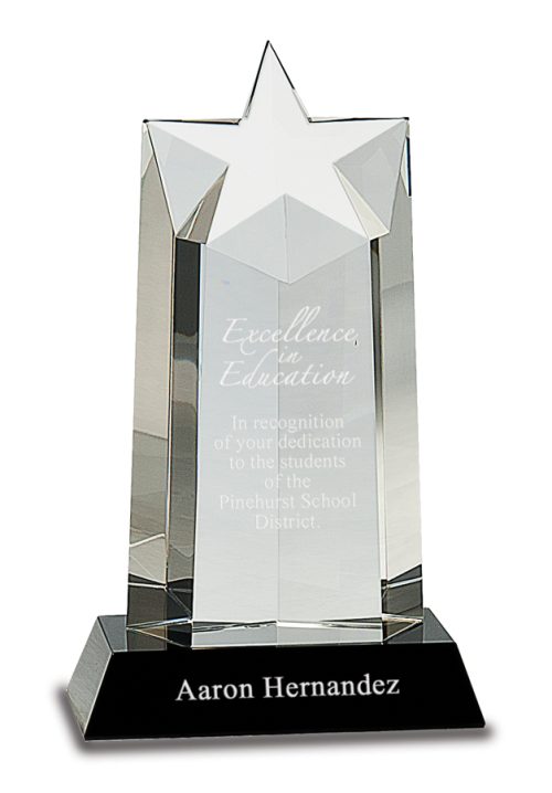 9.25″ Crystal Star Column on Black Pedestal Base
