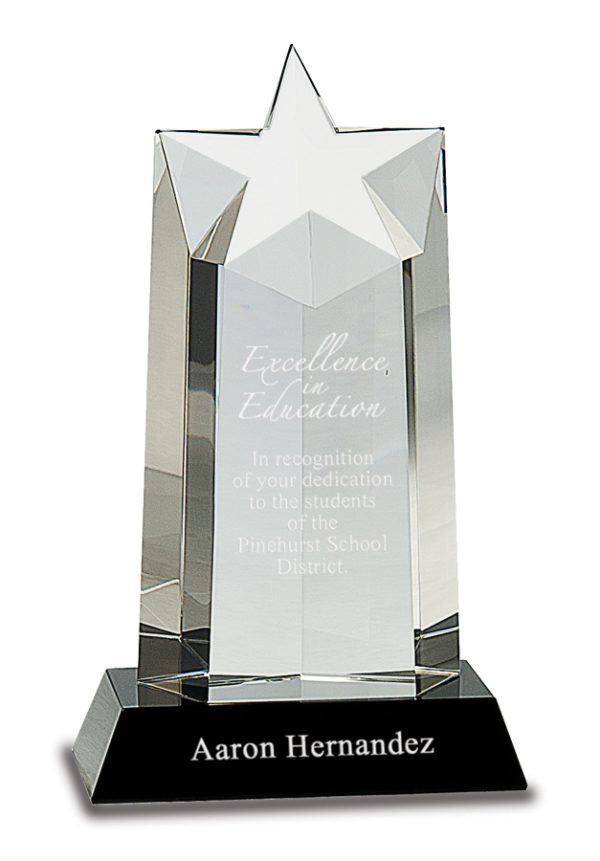 9.25″ Crystal Star Column on Black Pedestal Base