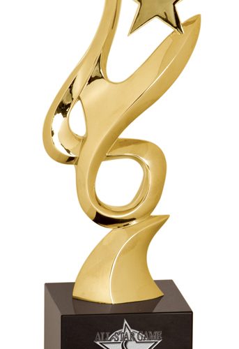 11 3/4 inch Gold Metal Art Crystal Award