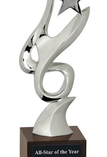 11 3/4 inch Silver Metal Art Crystal Award