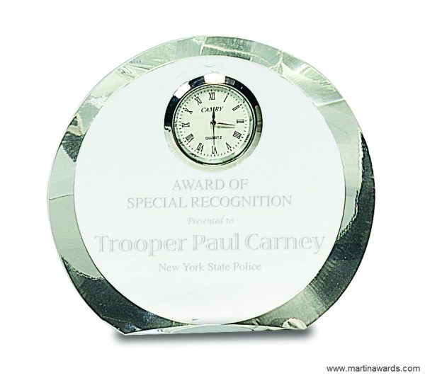 4 1/2″ Clear Crystal Round with Clock
