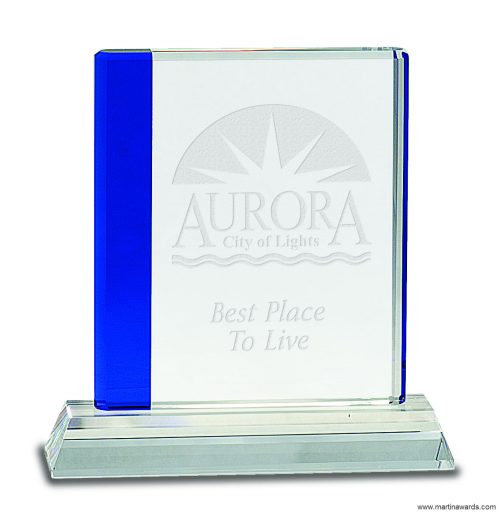 Blue Edge Crystal on Clear Base