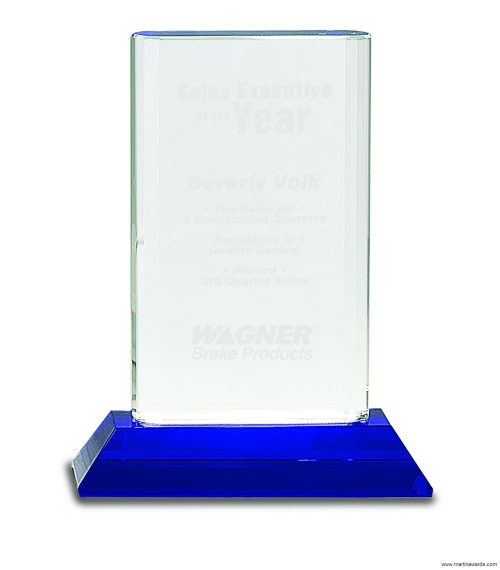 Crystal Cylinder on Blue Pedestal