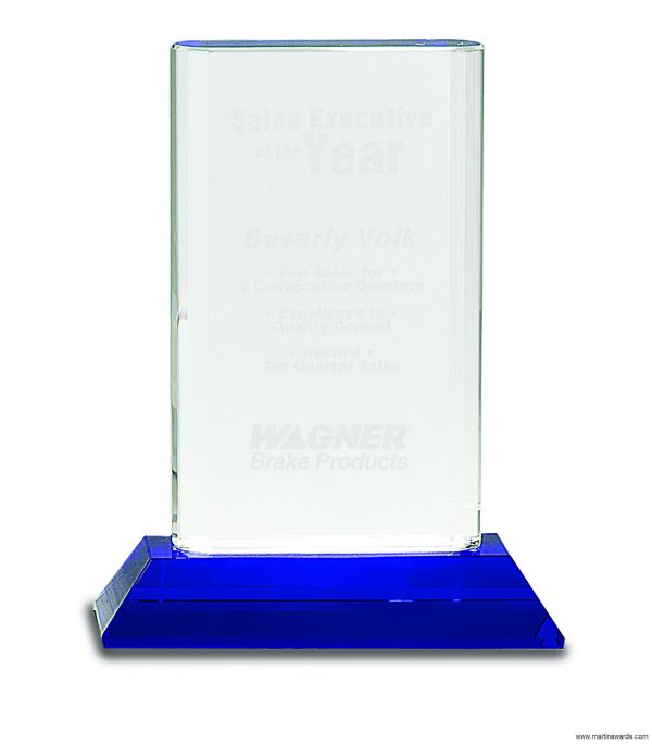 Crystal Cylinder on Blue Pedestal