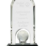 Crystal Dome with Inset Globe on Pedestal Base