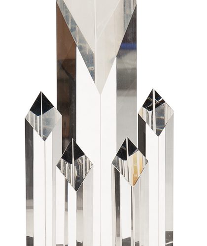 11 inch Clear Crystal 5 Rising Diamonds on Black Pedestal Base