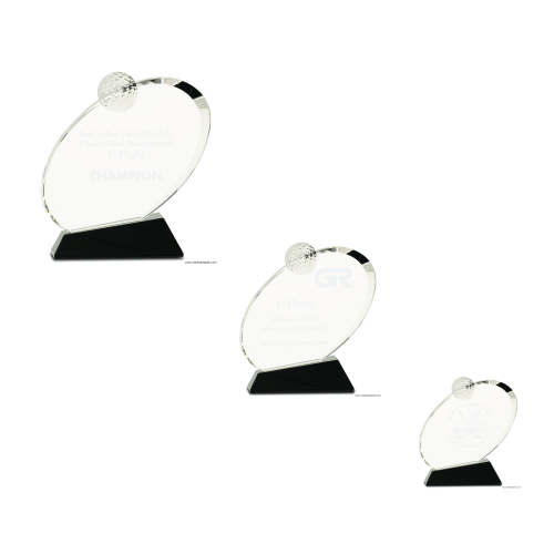Clear Crystal Oblong Golf Award