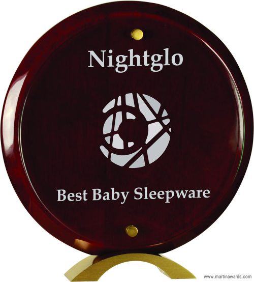 Round Rosewood Piano Finish Floating Acrylic Standup Acrylic Award