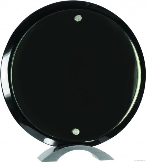 Round Black Piano Finish Floating Acrylic Standup Acrylic Award