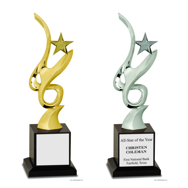 Gold-Silver Star on Black Base