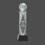 Clear Crystal Golf Ball on Faceted Column