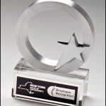 MA0505- Chrome Plated Star Mounted on Brushed Aluminum Ring with Crystal Base