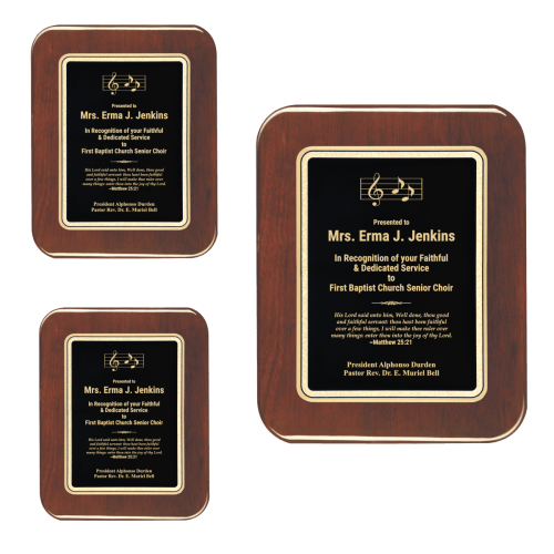 Black Plate Rosewood Piano-finish Plaque w/ Elliptical Edge – MA4416-MA4418
