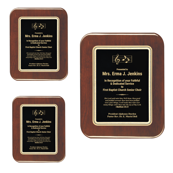 Black Plate Rosewood Piano-finish Plaque w/ Elliptical Edge – MA4416-MA4418