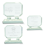 Rectangle Crystal Award on Clear Pedestal Base