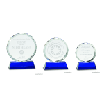 Round Facet Crystal on Blue Base Award