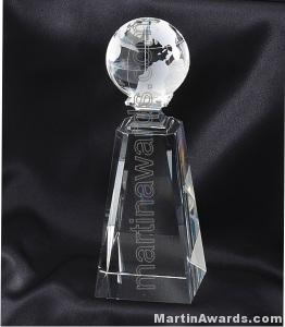 2 3/4″ x 7 3/4″ Genuine Prism Optical Crystal Glass Awards Globe With Base 1