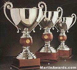 Silver Plated Trophy Cup On Mahogany Base 1