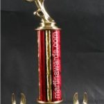 Red Single Column Chopper Motorcycle With 2 Eagles Trophy 1