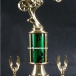 Green Single Column Chopper Motorcycle With 2 Eagles Trophy 1