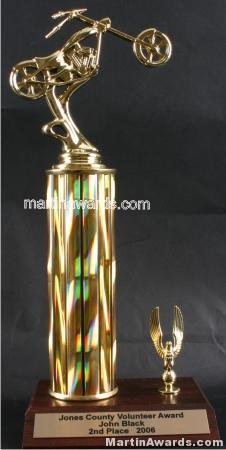 Gold Single Column Chopper With 1 Eagle Motorcycle Trophy 1