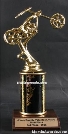 Black Single Column Chopper Motorcycle Trophy 1
